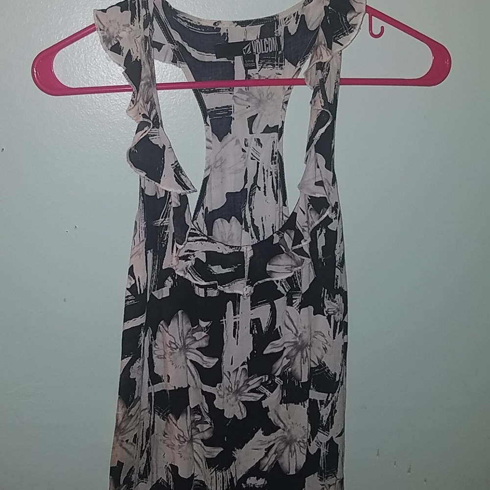 Volcom black and white flowered camisole